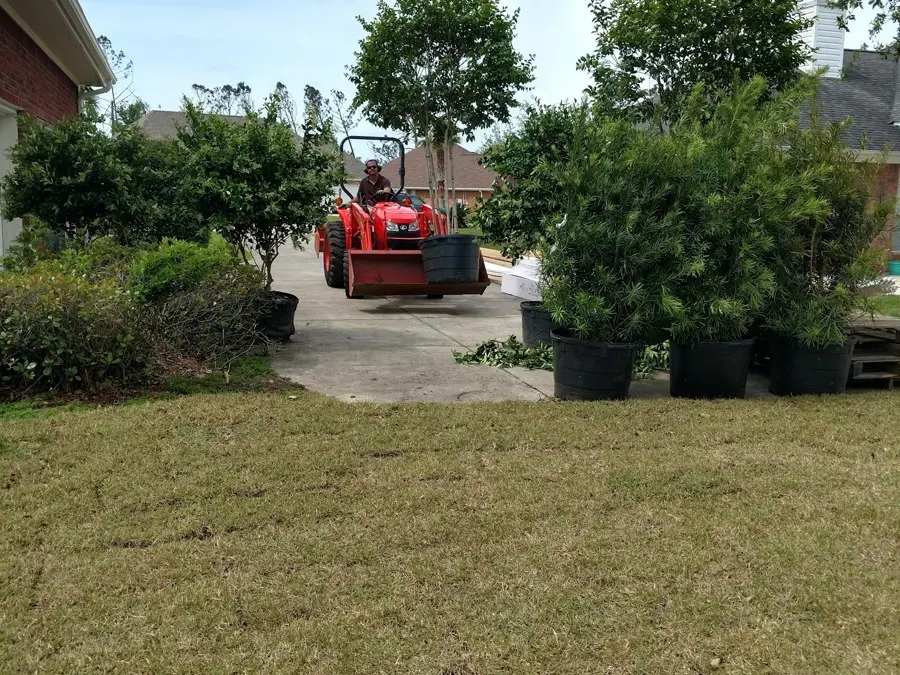 Tractor at work during a landscape install